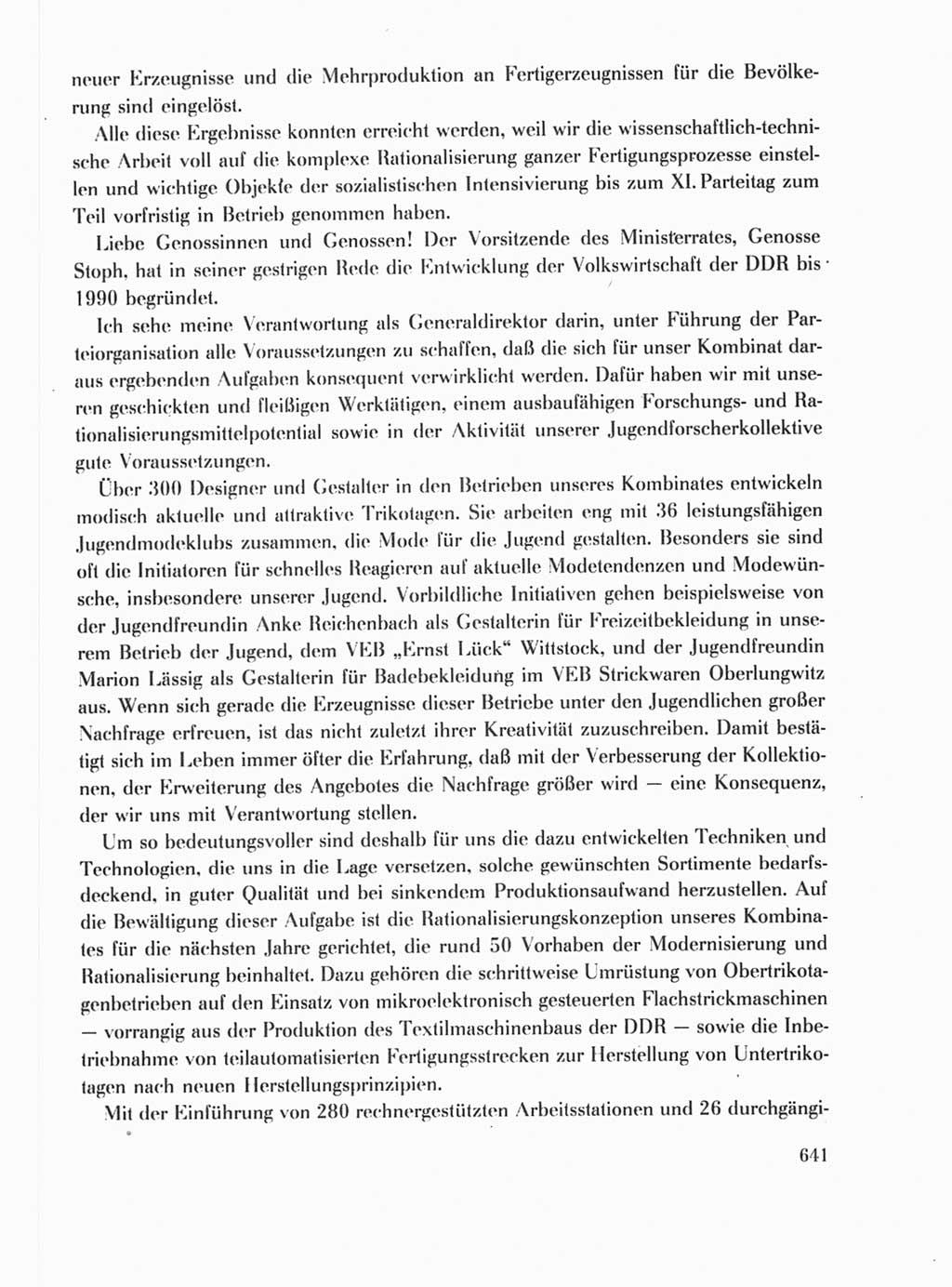Protokoll der Verhandlungen des Ⅺ. Parteitages der Sozialistischen Einheitspartei Deutschlands (SED) [Deutsche Demokratische Republik (DDR)] 1986, Seite 641