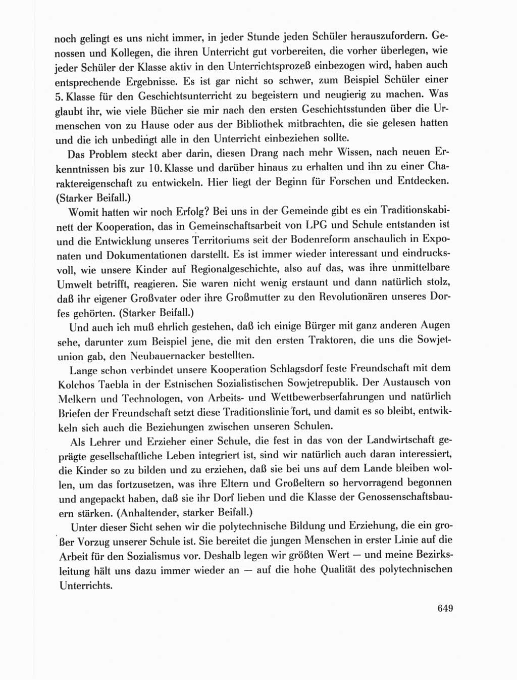 Protokoll der Verhandlungen des Ⅺ. Parteitages der Sozialistischen Einheitspartei Deutschlands (SED) [Deutsche Demokratische Republik (DDR)] 1986, Seite 649