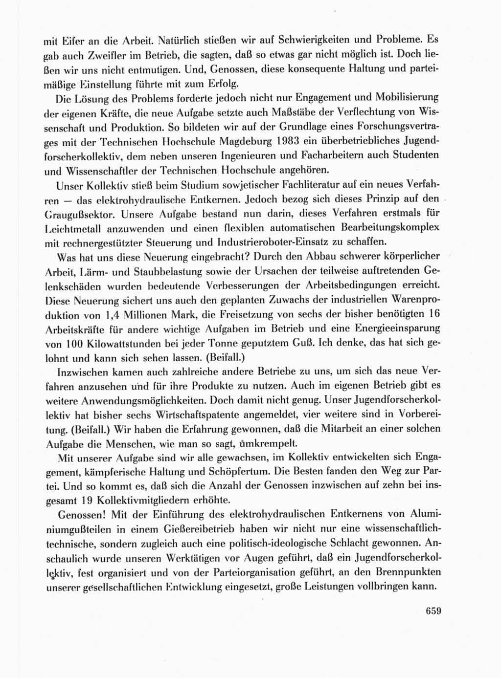 Protokoll der Verhandlungen des Ⅺ. Parteitages der Sozialistischen Einheitspartei Deutschlands (SED) [Deutsche Demokratische Republik (DDR)] 1986, Seite 659