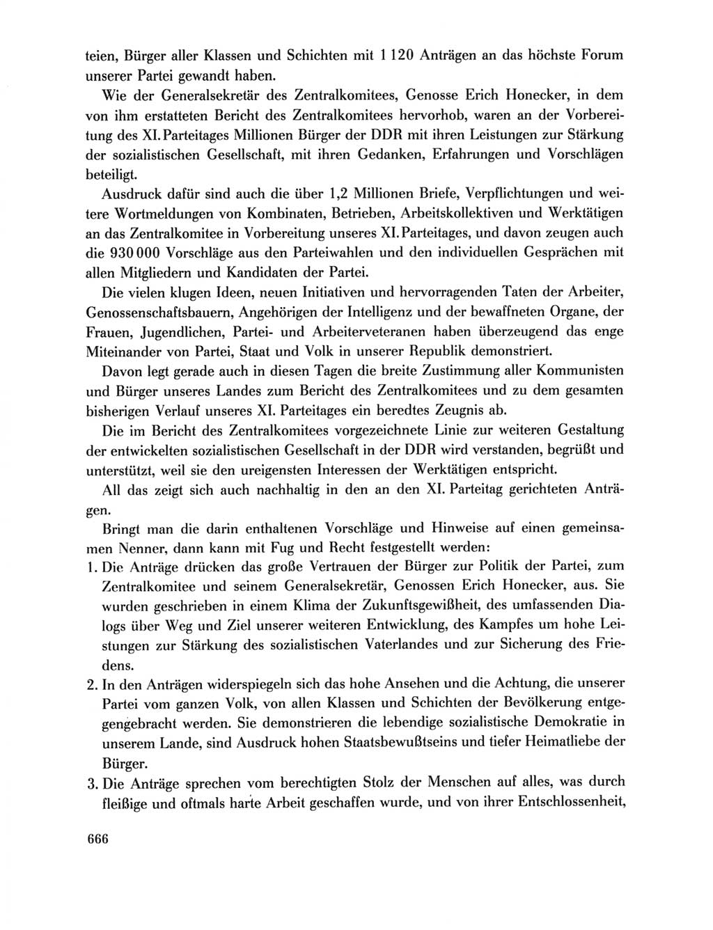 Protokoll der Verhandlungen des Ⅺ. Parteitages der Sozialistischen Einheitspartei Deutschlands (SED) [Deutsche Demokratische Republik (DDR)] 1986, Seite 666