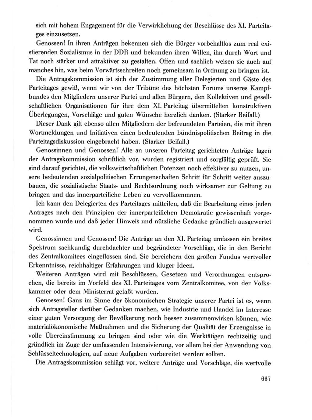 Protokoll der Verhandlungen des Ⅺ. Parteitages der Sozialistischen Einheitspartei Deutschlands (SED) [Deutsche Demokratische Republik (DDR)] 1986, Seite 667