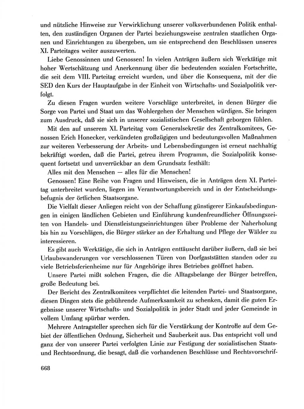 Protokoll der Verhandlungen des Ⅺ. Parteitages der Sozialistischen Einheitspartei Deutschlands (SED) [Deutsche Demokratische Republik (DDR)] 1986, Seite 668