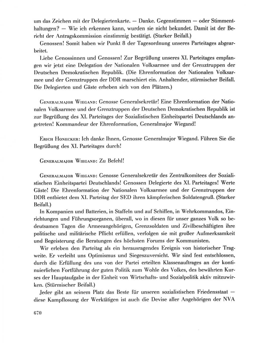 Protokoll der Verhandlungen des Ⅺ. Parteitages der Sozialistischen Einheitspartei Deutschlands (SED) [Deutsche Demokratische Republik (DDR)] 1986, Seite 670