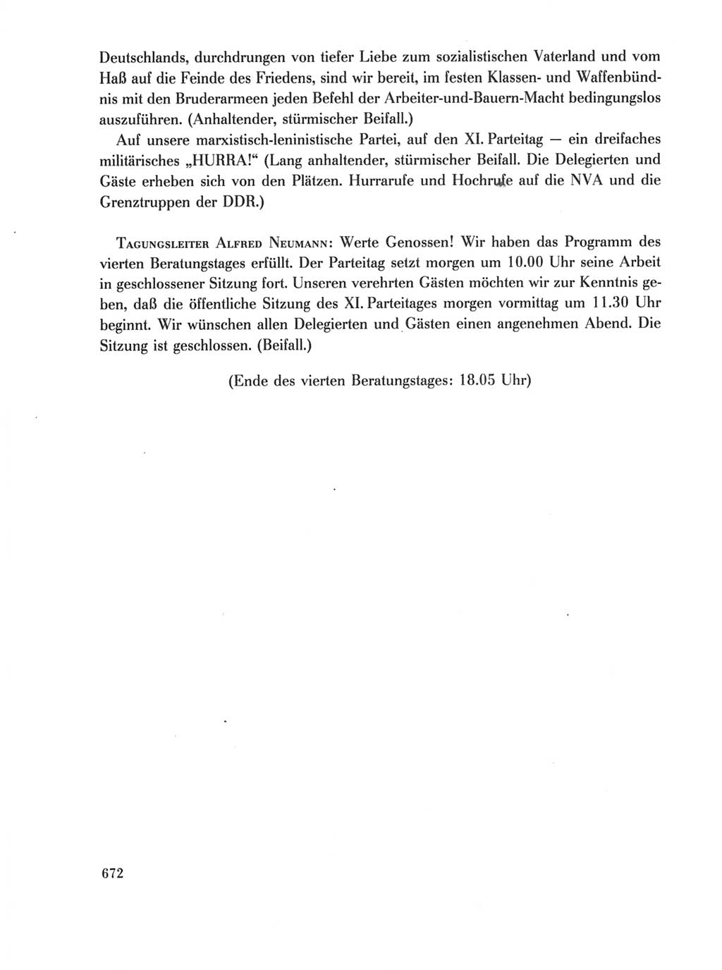 Protokoll der Verhandlungen des Ⅺ. Parteitages der Sozialistischen Einheitspartei Deutschlands (SED) [Deutsche Demokratische Republik (DDR)] 1986, Seite 672