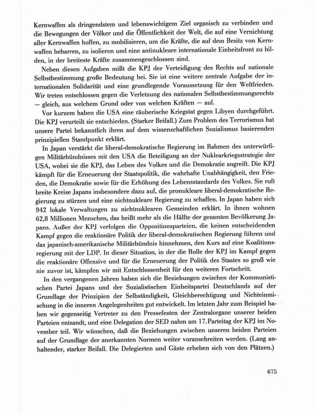 Protokoll der Verhandlungen des Ⅺ. Parteitages der Sozialistischen Einheitspartei Deutschlands (SED) [Deutsche Demokratische Republik (DDR)] 1986, Seite 675