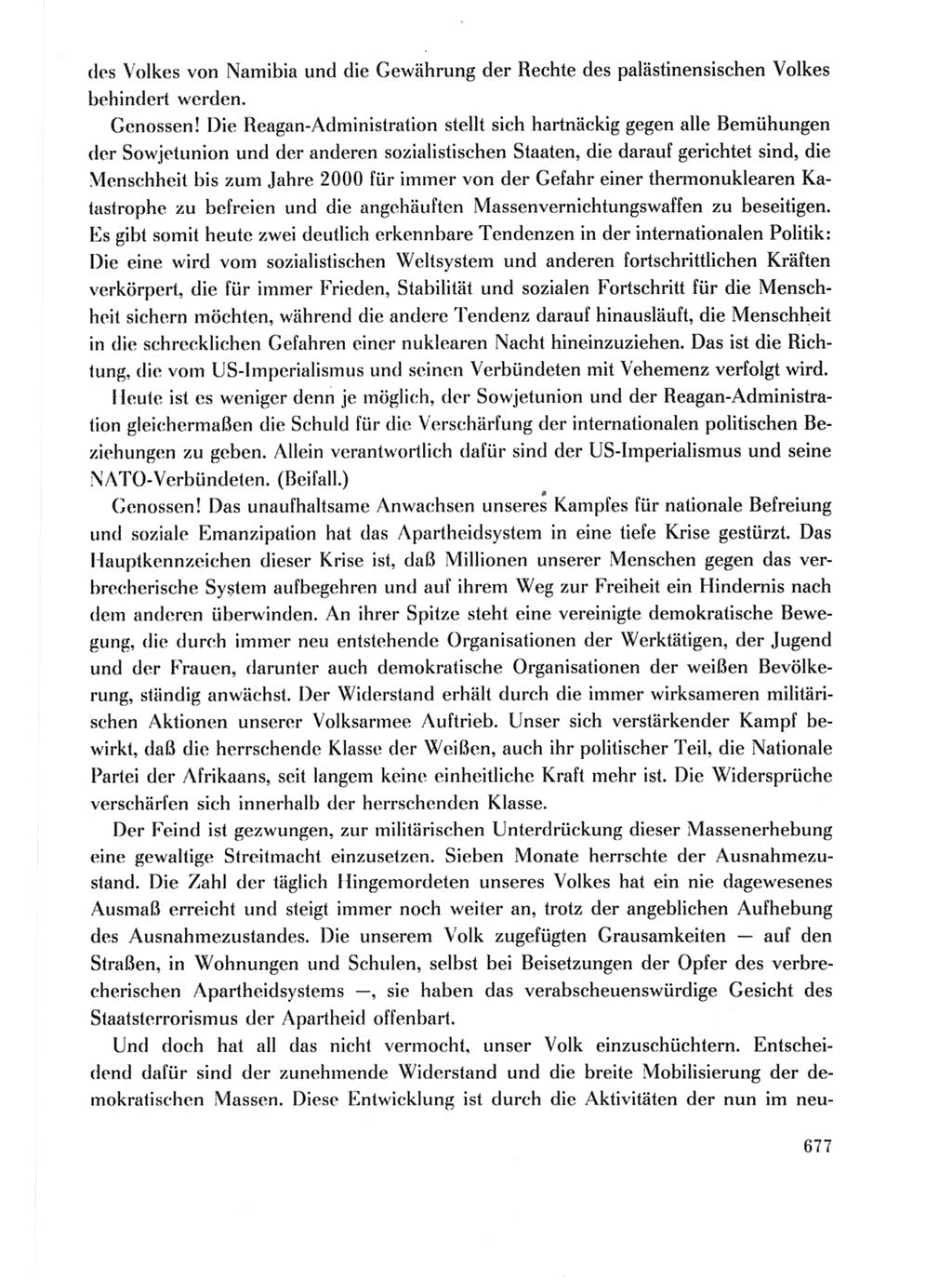 Protokoll der Verhandlungen des Ⅺ. Parteitages der Sozialistischen Einheitspartei Deutschlands (SED) [Deutsche Demokratische Republik (DDR)] 1986, Seite 677