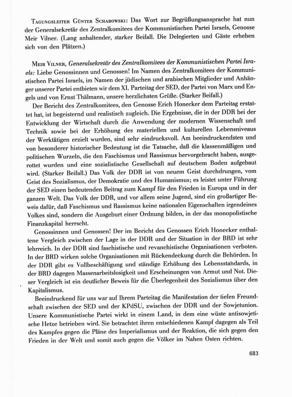 Protokoll der Verhandlungen des Ⅺ. Parteitages der Sozialistischen Einheitspartei Deutschlands (SED) [Deutsche Demokratische Republik (DDR)] 1986, Seite 683