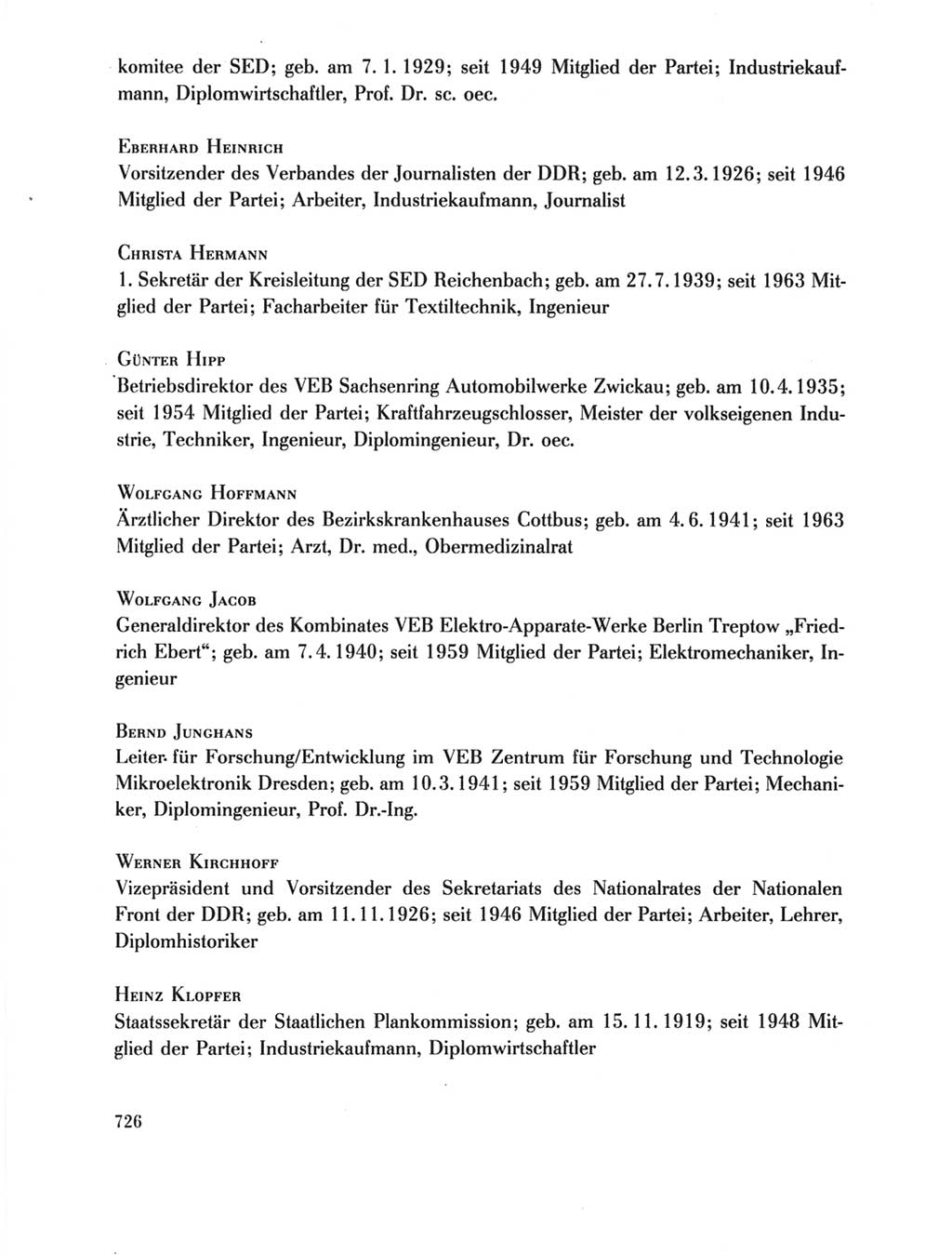 Protokoll der Verhandlungen des Ⅺ. Parteitages der Sozialistischen Einheitspartei Deutschlands (SED) [Deutsche Demokratische Republik (DDR)] 1986, Seite 726