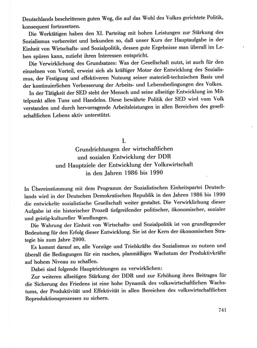 Protokoll der Verhandlungen des Ⅺ. Parteitages der Sozialistischen Einheitspartei Deutschlands (SED) [Deutsche Demokratische Republik (DDR)] 1986, Seite 741