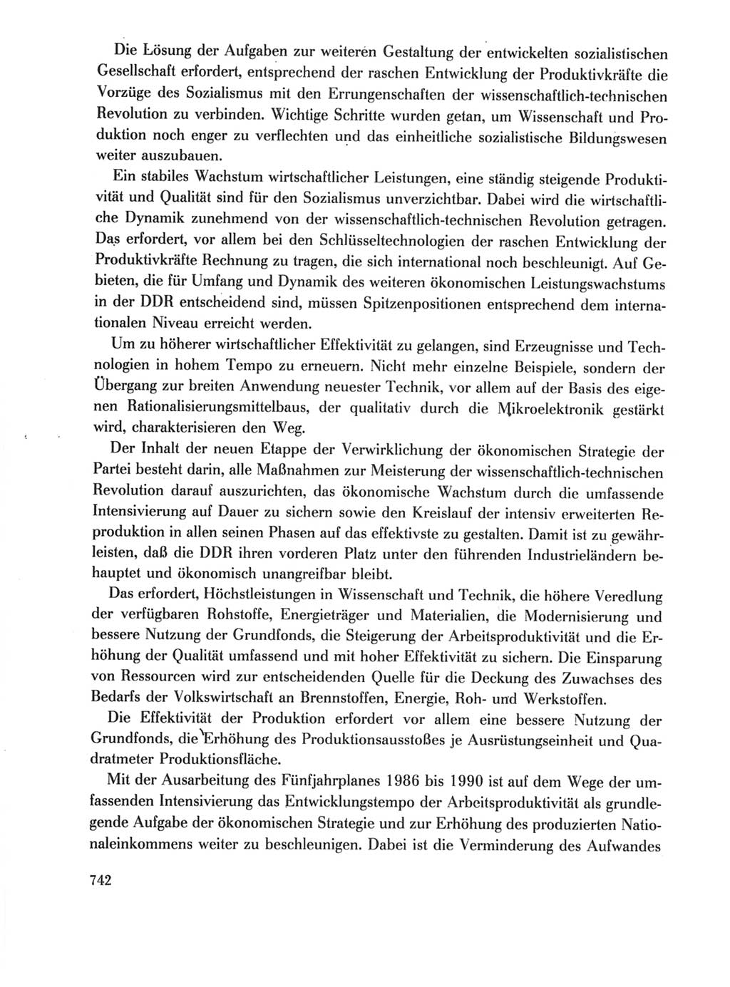 Protokoll der Verhandlungen des Ⅺ. Parteitages der Sozialistischen Einheitspartei Deutschlands (SED) [Deutsche Demokratische Republik (DDR)] 1986, Seite 742