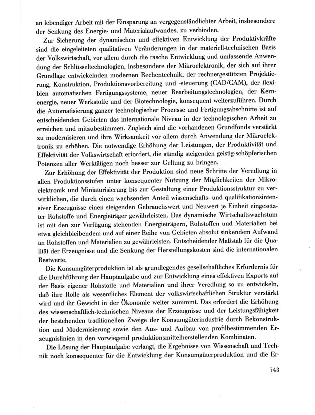 Protokoll der Verhandlungen des Ⅺ. Parteitages der Sozialistischen Einheitspartei Deutschlands (SED) [Deutsche Demokratische Republik (DDR)] 1986, Seite 743