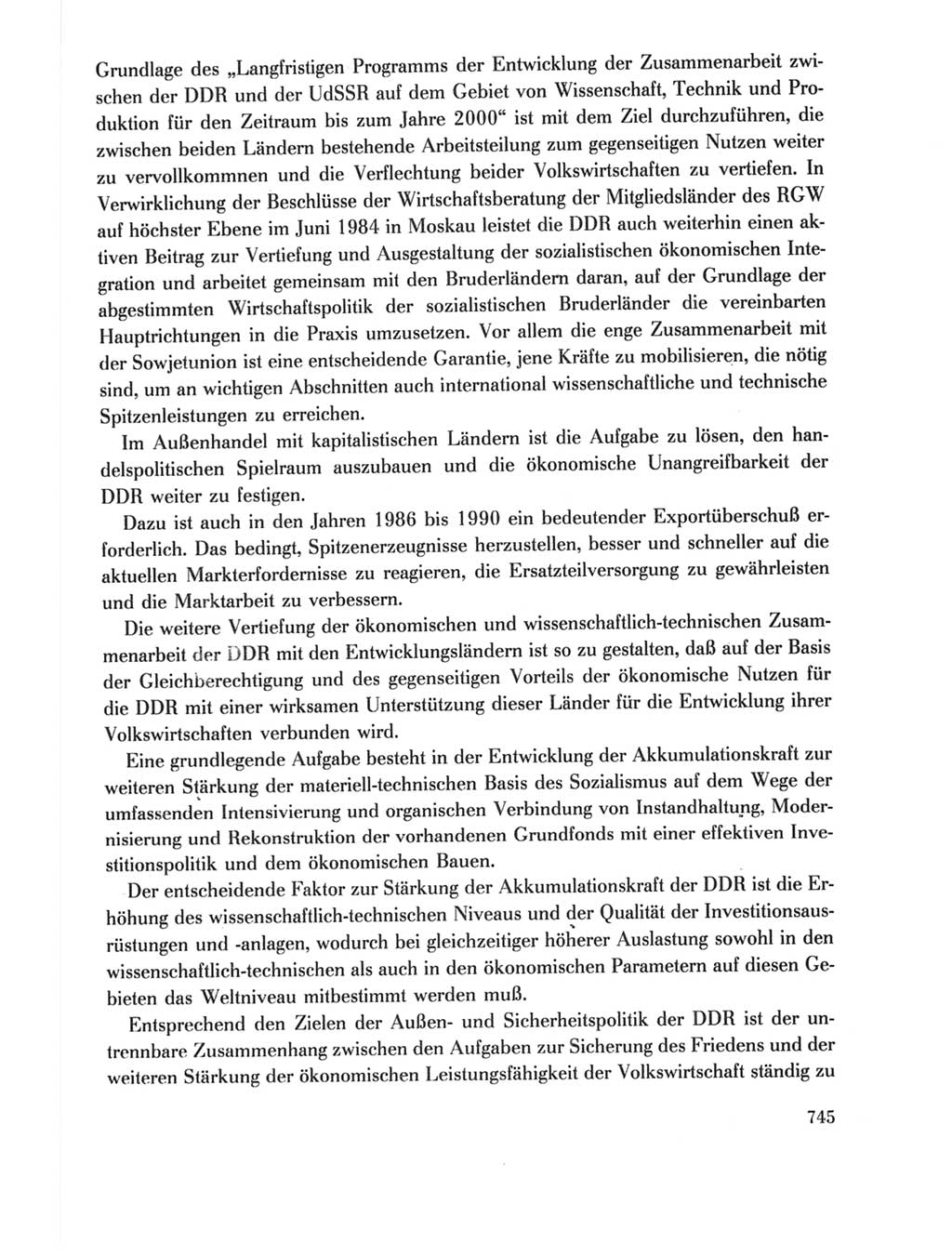 Protokoll der Verhandlungen des Ⅺ. Parteitages der Sozialistischen Einheitspartei Deutschlands (SED) [Deutsche Demokratische Republik (DDR)] 1986, Seite 745