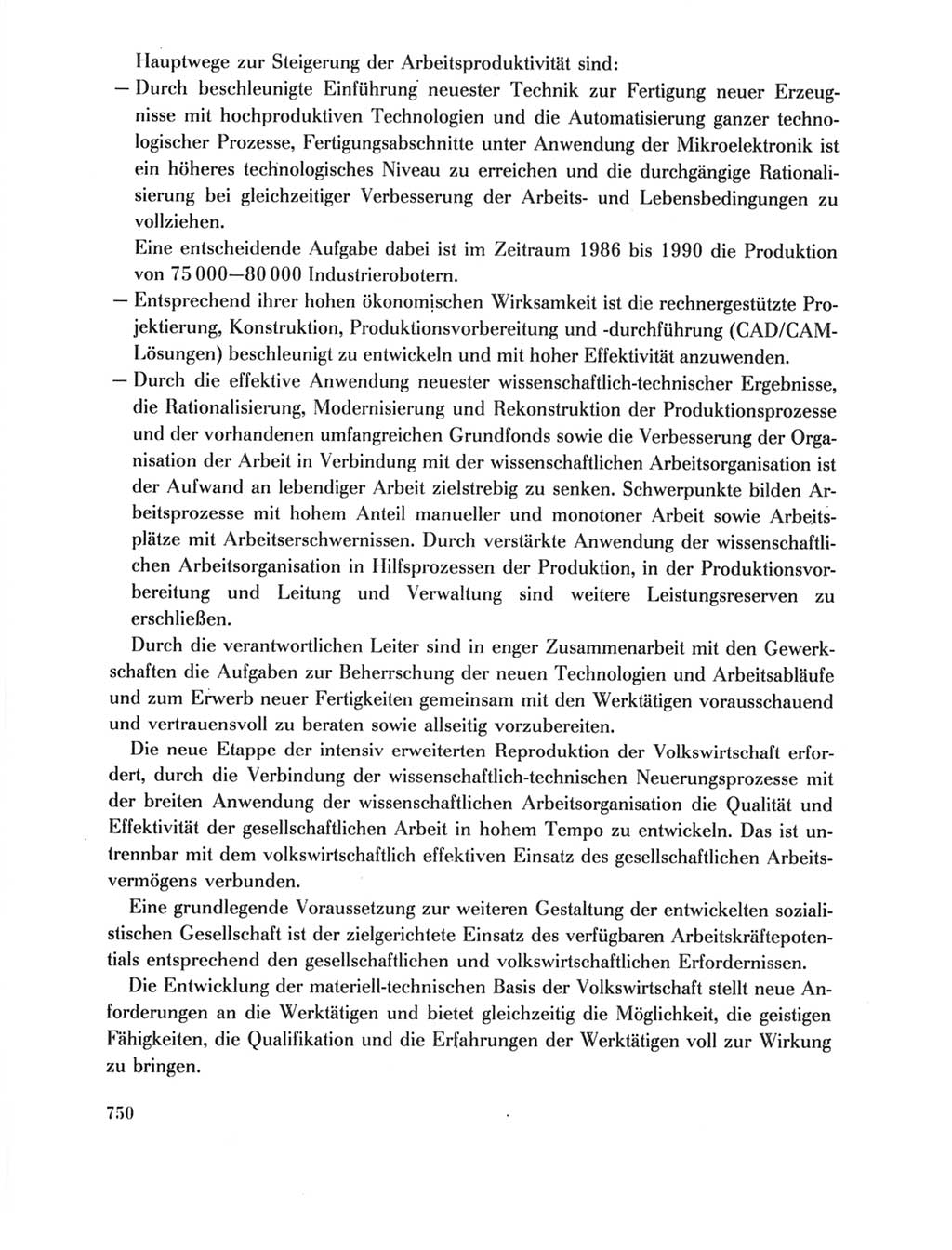 Protokoll der Verhandlungen des Ⅺ. Parteitages der Sozialistischen Einheitspartei Deutschlands (SED) [Deutsche Demokratische Republik (DDR)] 1986, Seite 750