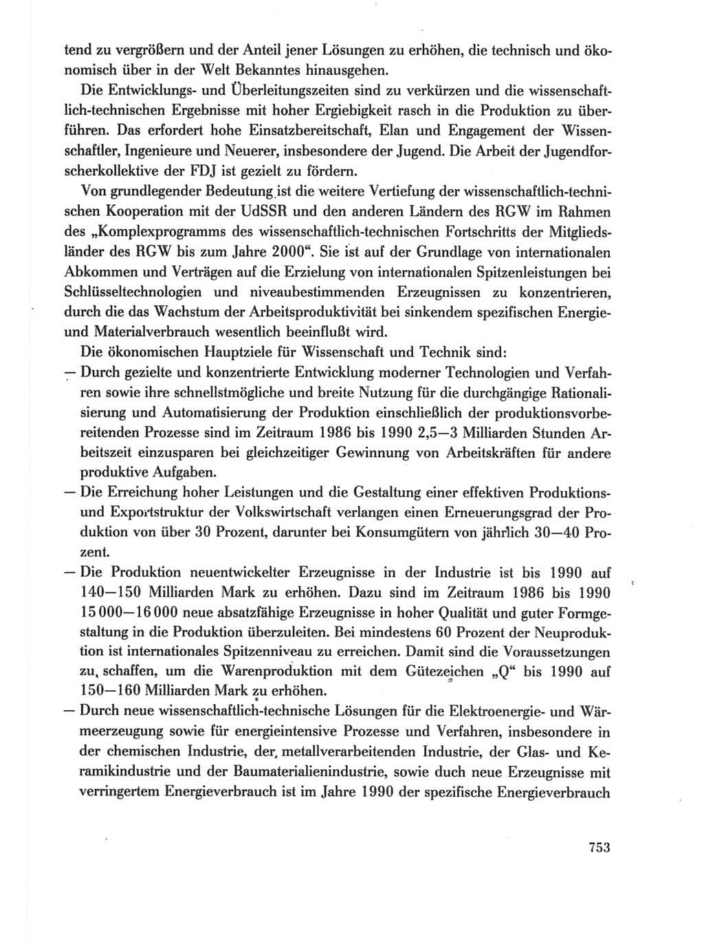 Protokoll der Verhandlungen des Ⅺ. Parteitages der Sozialistischen Einheitspartei Deutschlands (SED) [Deutsche Demokratische Republik (DDR)] 1986, Seite 753