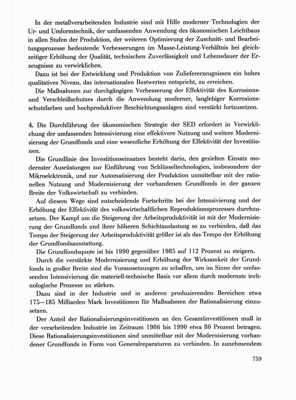 Protokoll der Verhandlungen des Ⅺ. Parteitages der Sozialistischen Einheitspartei Deutschlands (SED) [Deutsche Demokratische Republik (DDR)] 1986, Seite 759