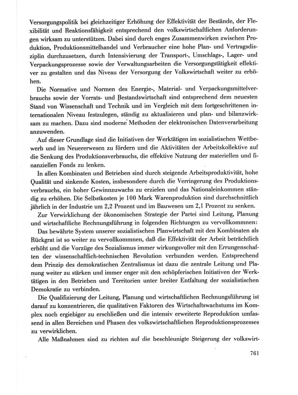 Protokoll der Verhandlungen des Ⅺ. Parteitages der Sozialistischen Einheitspartei Deutschlands (SED) [Deutsche Demokratische Republik (DDR)] 1986, Seite 761