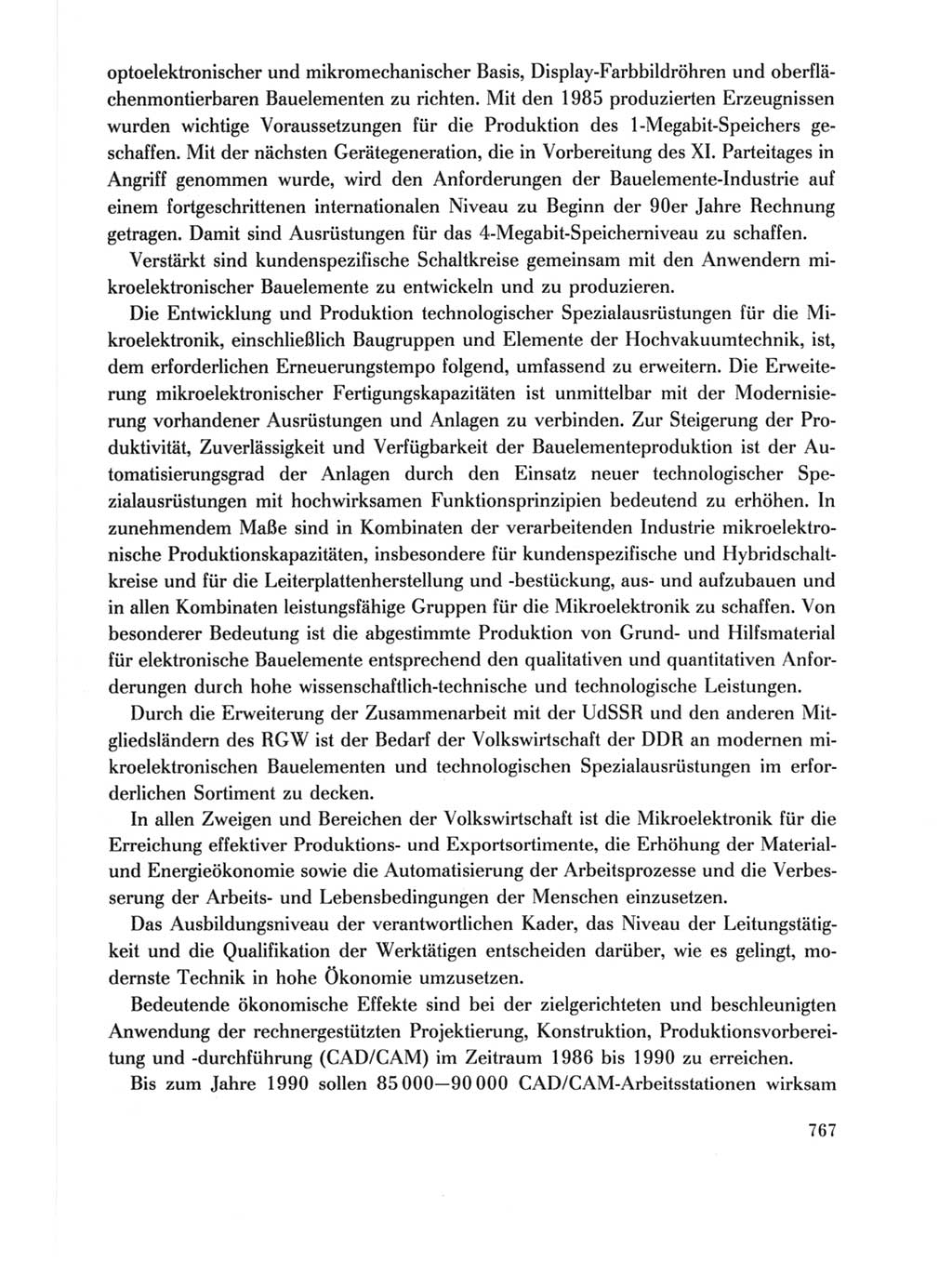 Protokoll der Verhandlungen des Ⅺ. Parteitages der Sozialistischen Einheitspartei Deutschlands (SED) [Deutsche Demokratische Republik (DDR)] 1986, Seite 767