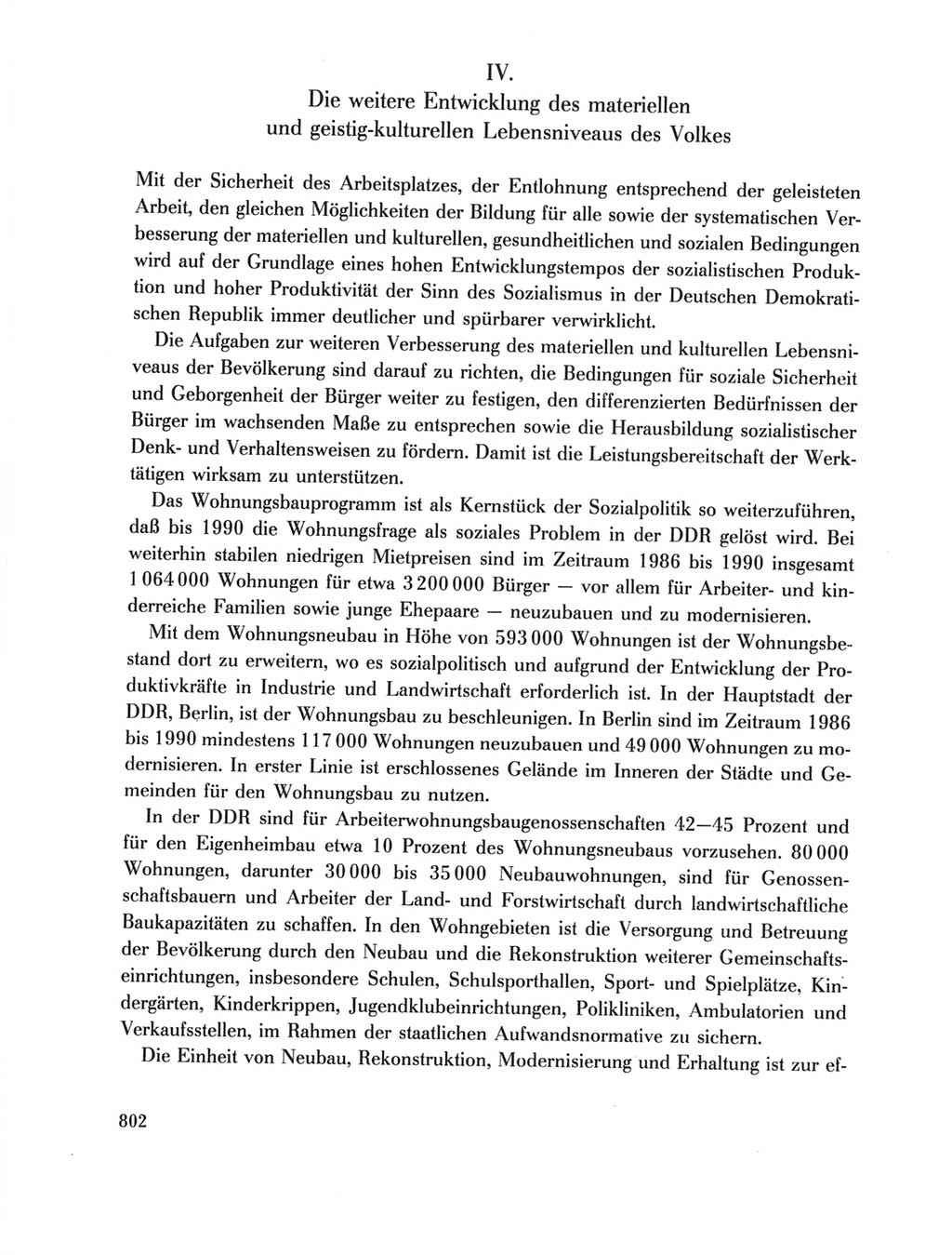 Protokoll der Verhandlungen des Ⅺ. Parteitages der Sozialistischen Einheitspartei Deutschlands (SED) [Deutsche Demokratische Republik (DDR)] 1986, Seite 802
