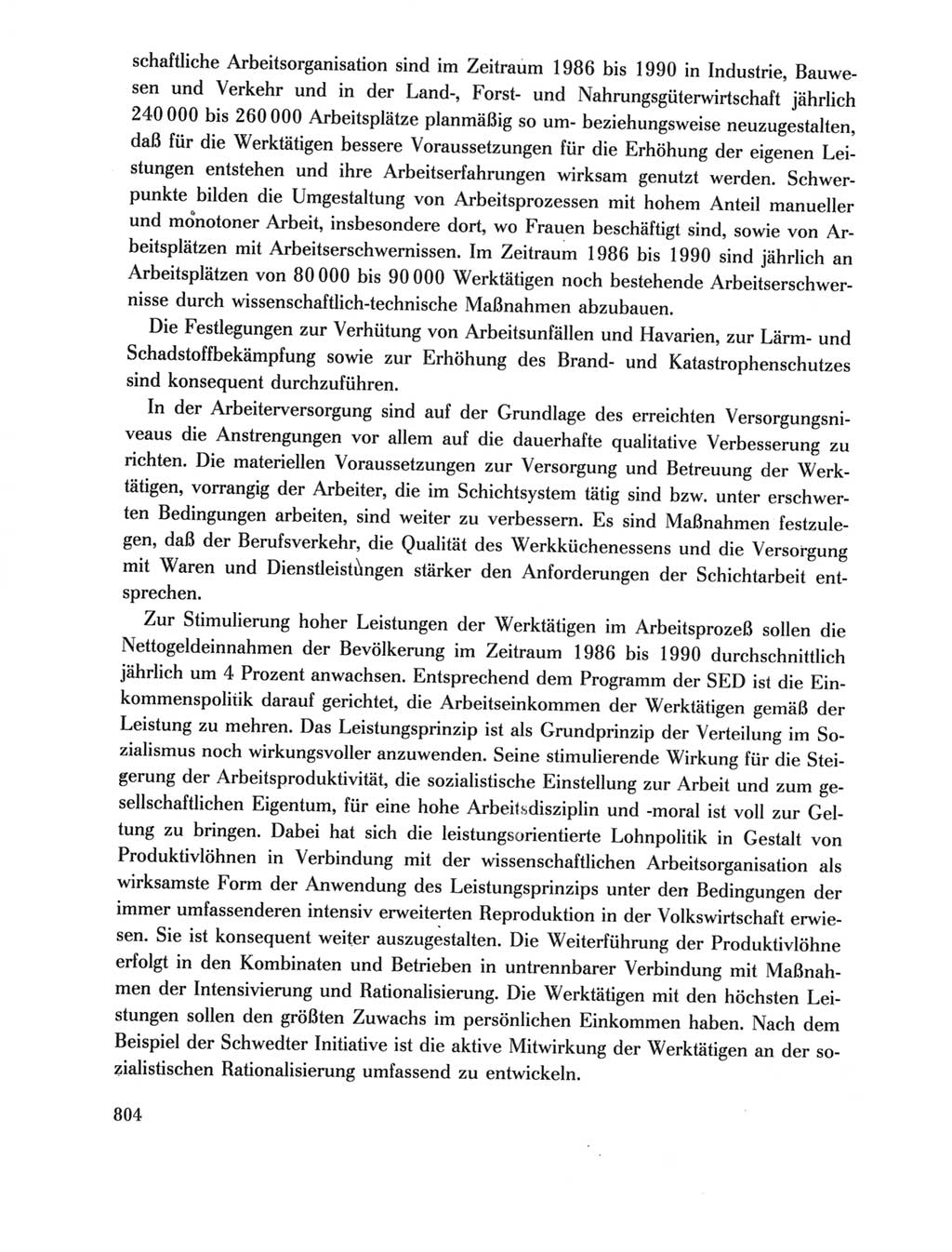 Protokoll der Verhandlungen des Ⅺ. Parteitages der Sozialistischen Einheitspartei Deutschlands (SED) [Deutsche Demokratische Republik (DDR)] 1986, Seite 804