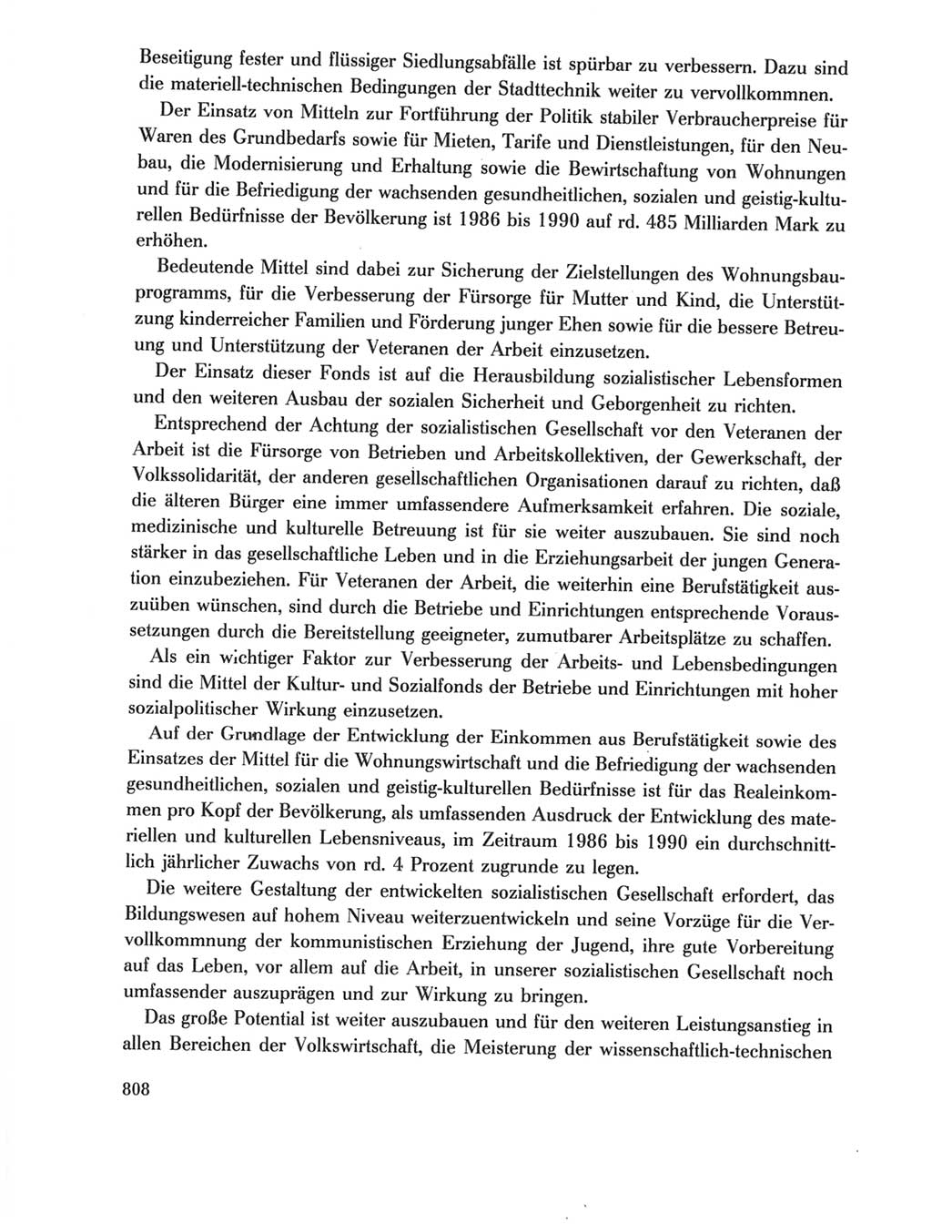 Protokoll der Verhandlungen des Ⅺ. Parteitages der Sozialistischen Einheitspartei Deutschlands (SED) [Deutsche Demokratische Republik (DDR)] 1986, Seite 808
