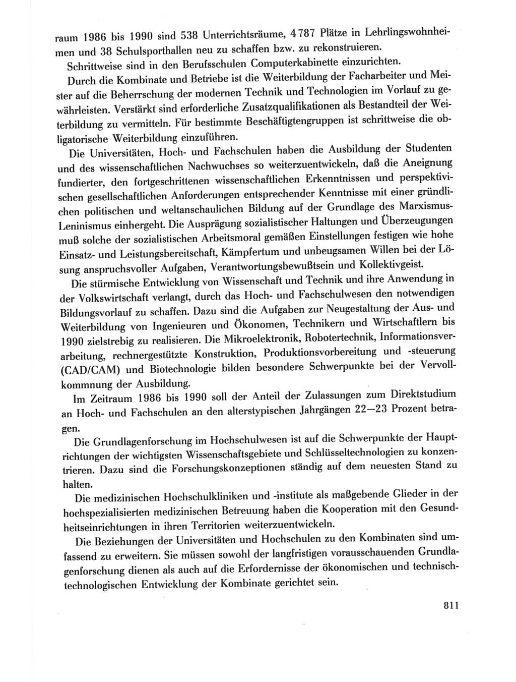 Protokoll der Verhandlungen des Ⅺ. Parteitages der Sozialistischen Einheitspartei Deutschlands (SED) [Deutsche Demokratische Republik (DDR)] 1986, Seite 811