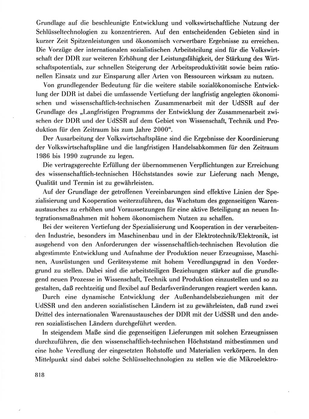 Protokoll der Verhandlungen des Ⅺ. Parteitages der Sozialistischen Einheitspartei Deutschlands (SED) [Deutsche Demokratische Republik (DDR)] 1986, Seite 818