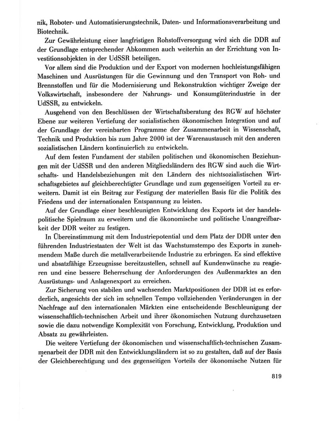 Protokoll der Verhandlungen des Ⅺ. Parteitages der Sozialistischen Einheitspartei Deutschlands (SED) [Deutsche Demokratische Republik (DDR)] 1986, Seite 819