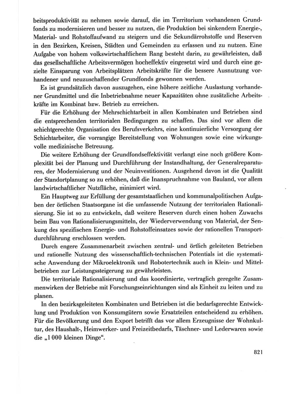 Protokoll der Verhandlungen des Ⅺ. Parteitages der Sozialistischen Einheitspartei Deutschlands (SED) [Deutsche Demokratische Republik (DDR)] 1986, Seite 821
