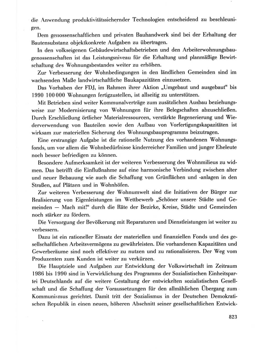 Protokoll der Verhandlungen des Ⅺ. Parteitages der Sozialistischen Einheitspartei Deutschlands (SED) [Deutsche Demokratische Republik (DDR)] 1986, Seite 823