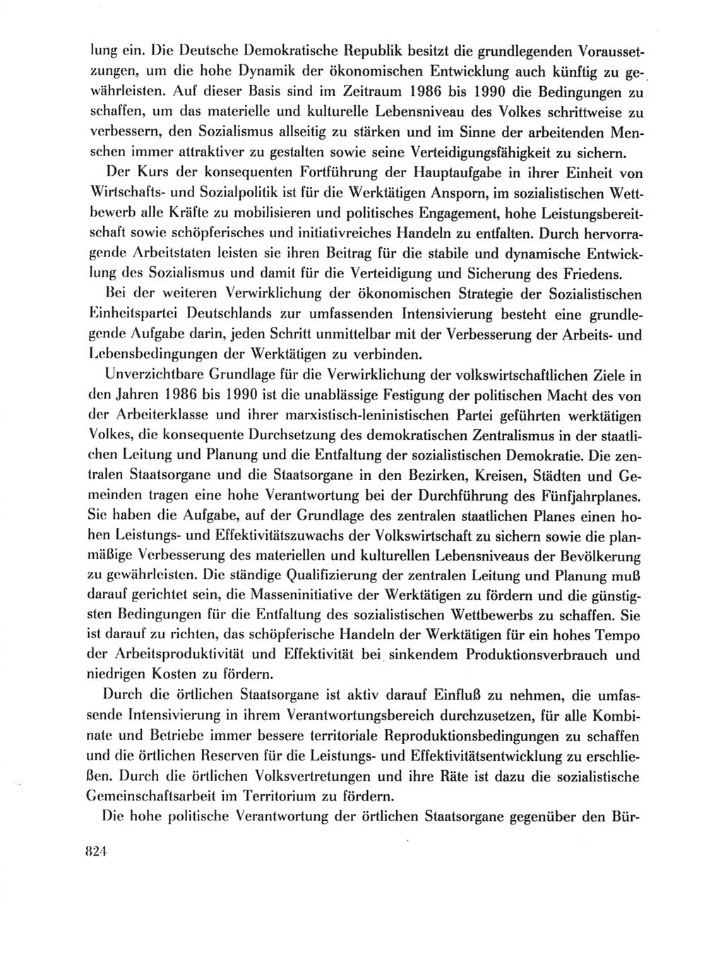 Protokoll der Verhandlungen des Ⅺ. Parteitages der Sozialistischen Einheitspartei Deutschlands (SED) [Deutsche Demokratische Republik (DDR)] 1986, Seite 824