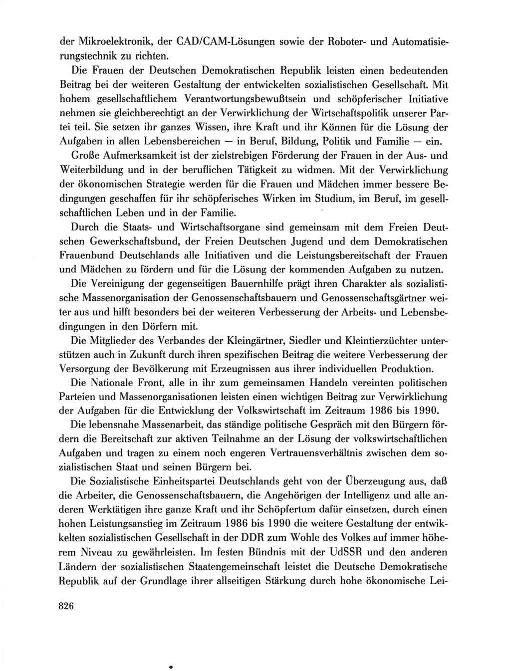 Protokoll der Verhandlungen des Ⅺ. Parteitages der Sozialistischen Einheitspartei Deutschlands (SED) [Deutsche Demokratische Republik (DDR)] 1986, Seite 826