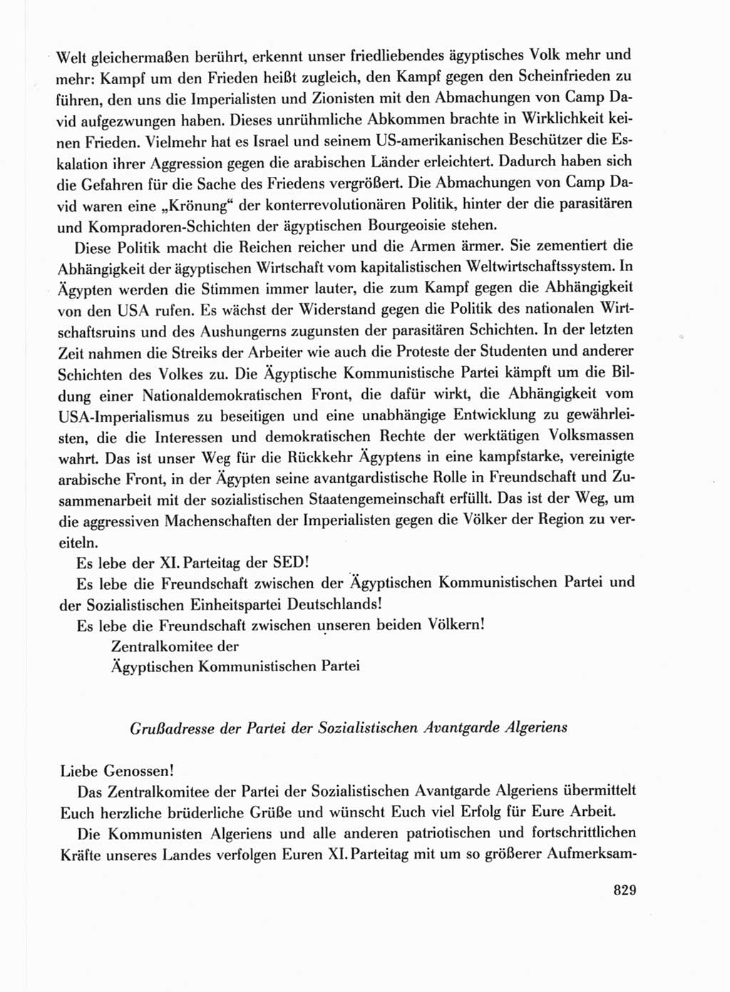 Protokoll der Verhandlungen des Ⅺ. Parteitages der Sozialistischen Einheitspartei Deutschlands (SED) [Deutsche Demokratische Republik (DDR)] 1986, Seite 829