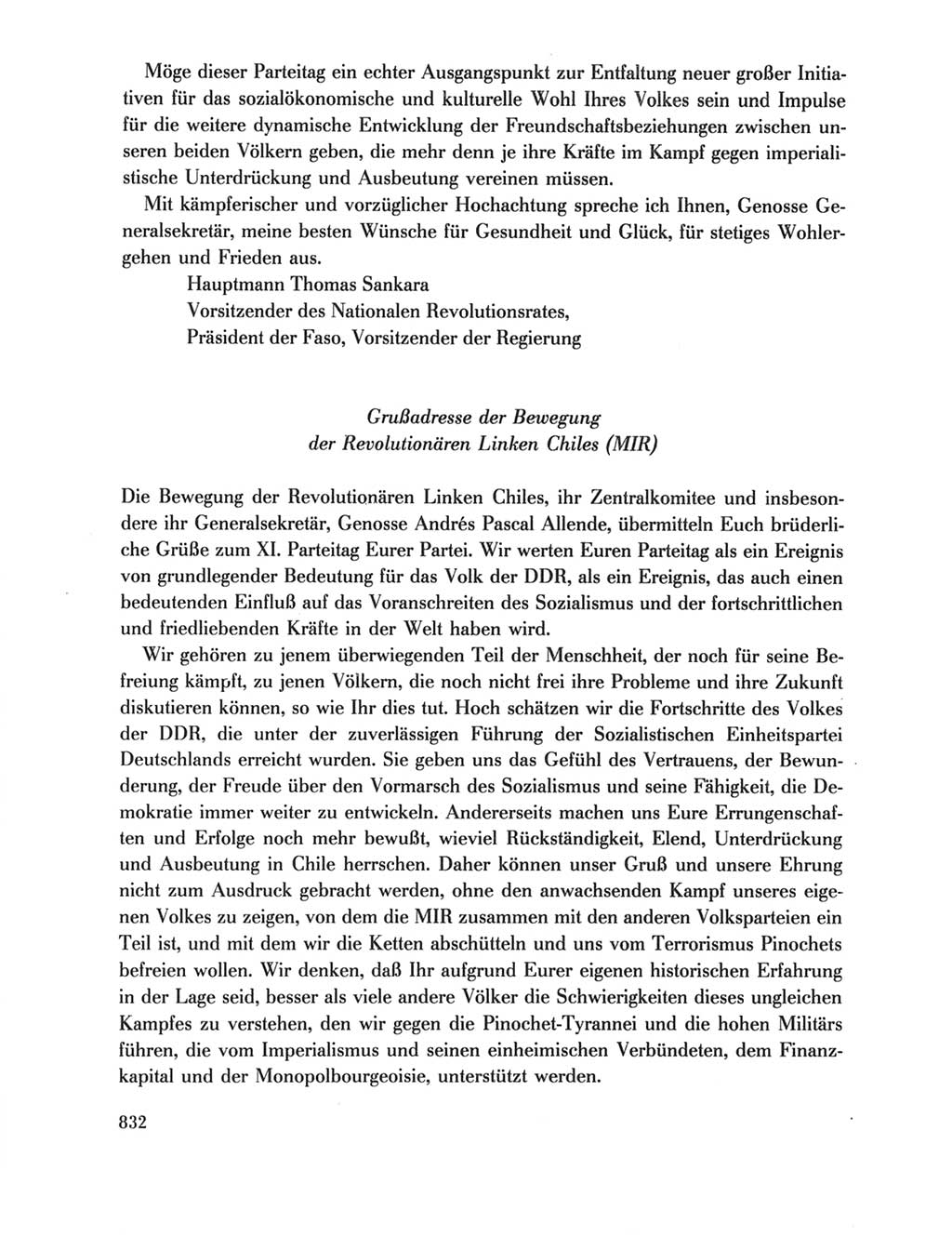 Protokoll der Verhandlungen des Ⅺ. Parteitages der Sozialistischen Einheitspartei Deutschlands (SED) [Deutsche Demokratische Republik (DDR)] 1986, Seite 832