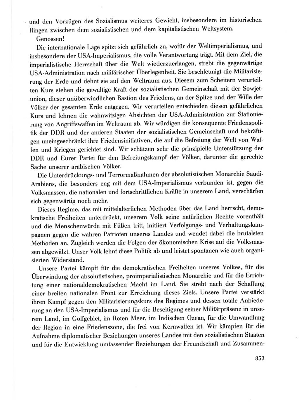 Protokoll der Verhandlungen des Ⅺ. Parteitages der Sozialistischen Einheitspartei Deutschlands (SED) [Deutsche Demokratische Republik (DDR)] 1986, Seite 853
