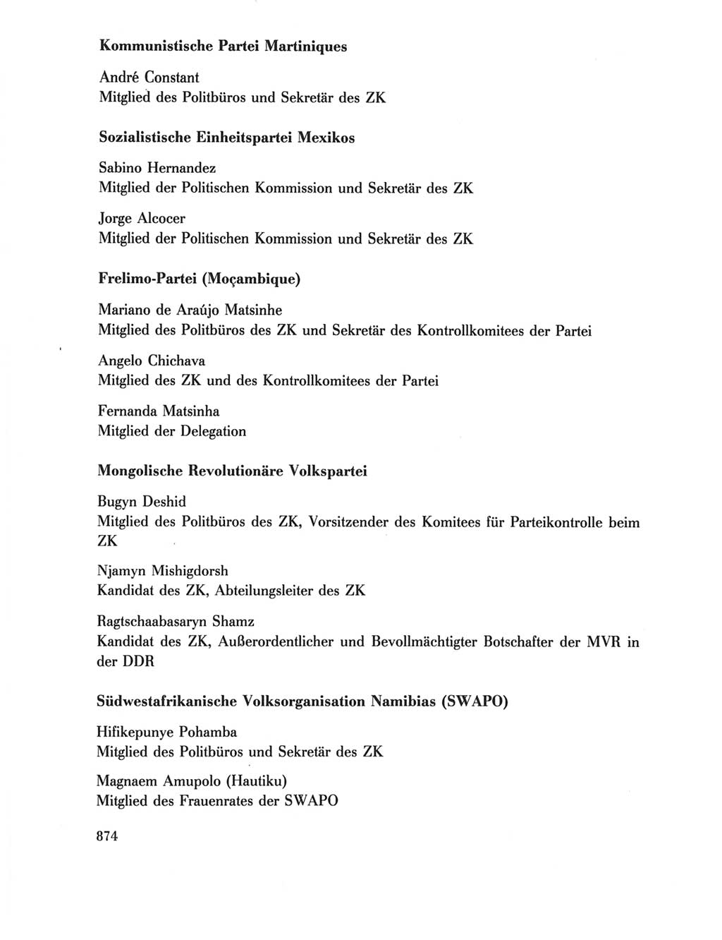 Protokoll der Verhandlungen des Ⅺ. Parteitages der Sozialistischen Einheitspartei Deutschlands (SED) [Deutsche Demokratische Republik (DDR)] 1986, Seite 874
