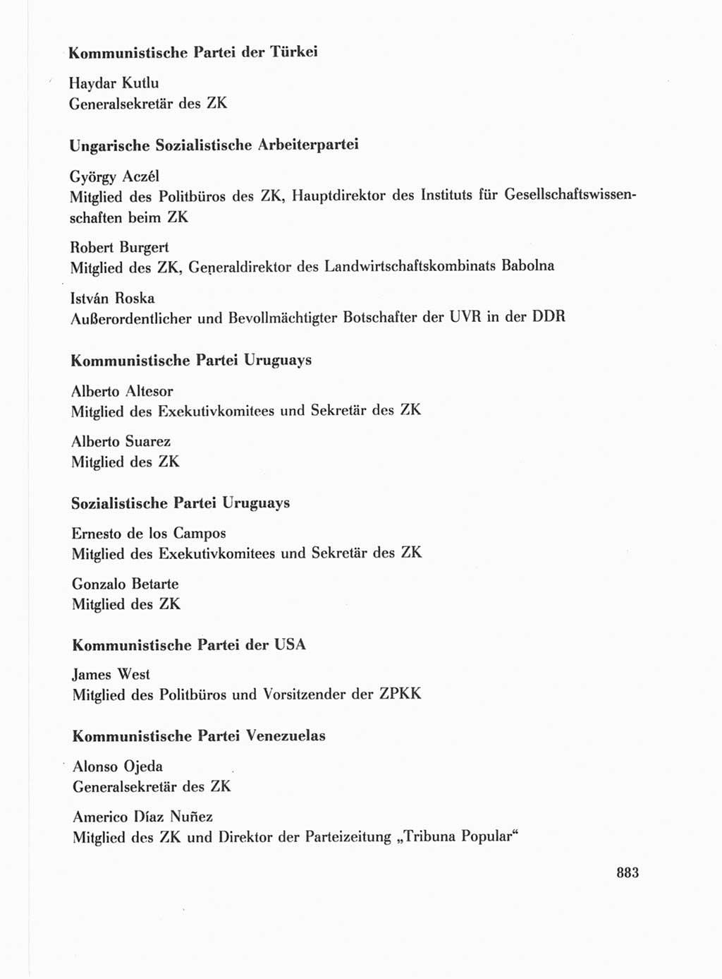 Protokoll der Verhandlungen des Ⅺ. Parteitages der Sozialistischen Einheitspartei Deutschlands (SED) [Deutsche Demokratische Republik (DDR)] 1986, Seite 883