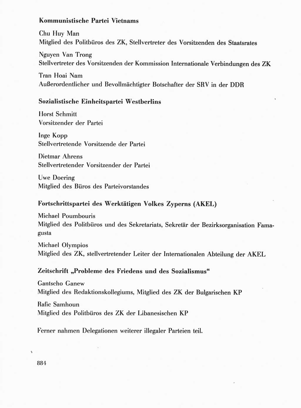 Protokoll der Verhandlungen des Ⅺ. Parteitages der Sozialistischen Einheitspartei Deutschlands (SED) [Deutsche Demokratische Republik (DDR)] 1986, Seite 884