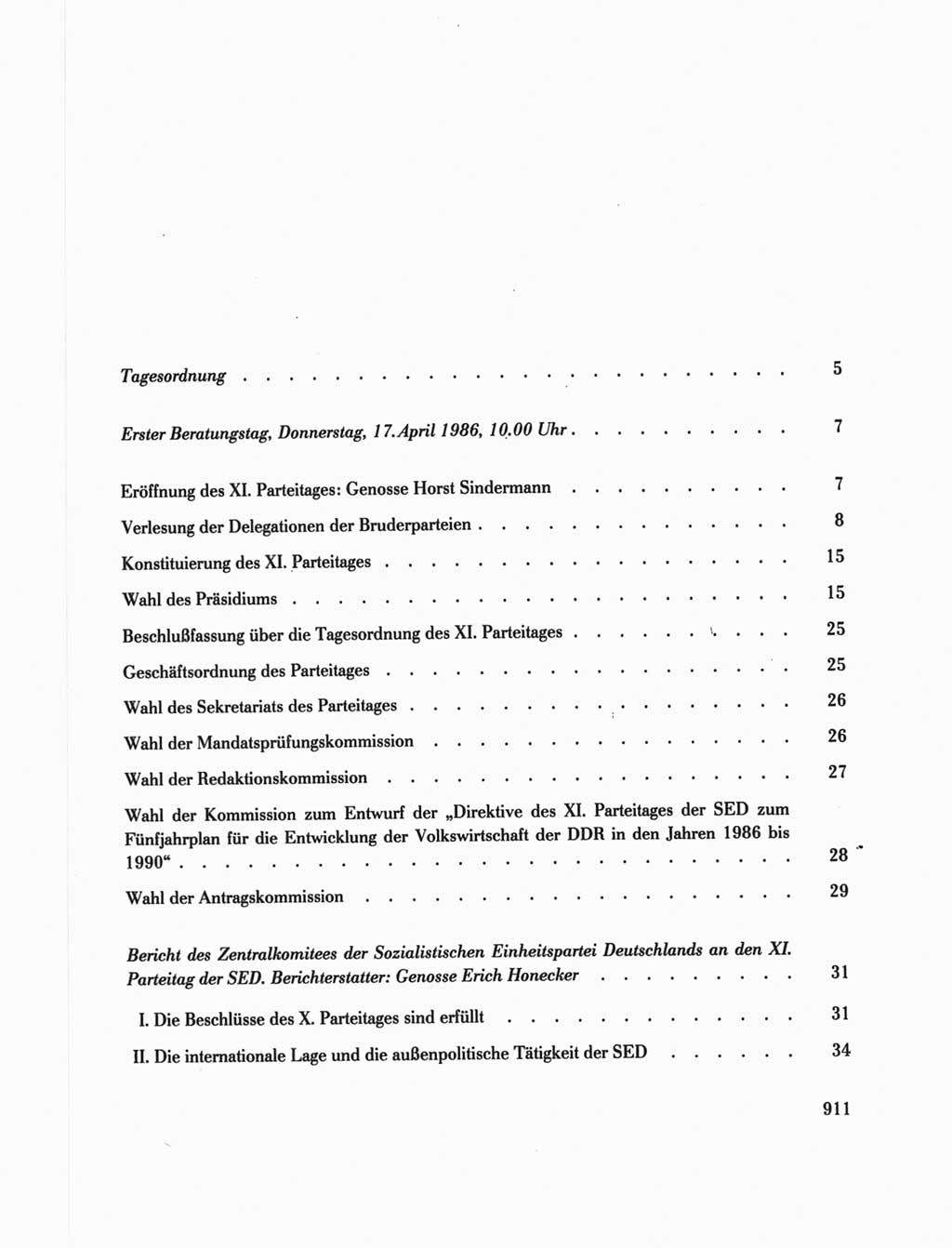 Protokoll der Verhandlungen des Ⅺ. Parteitages der Sozialistischen Einheitspartei Deutschlands (SED) [Deutsche Demokratische Republik (DDR)] 1986, Seite 911
