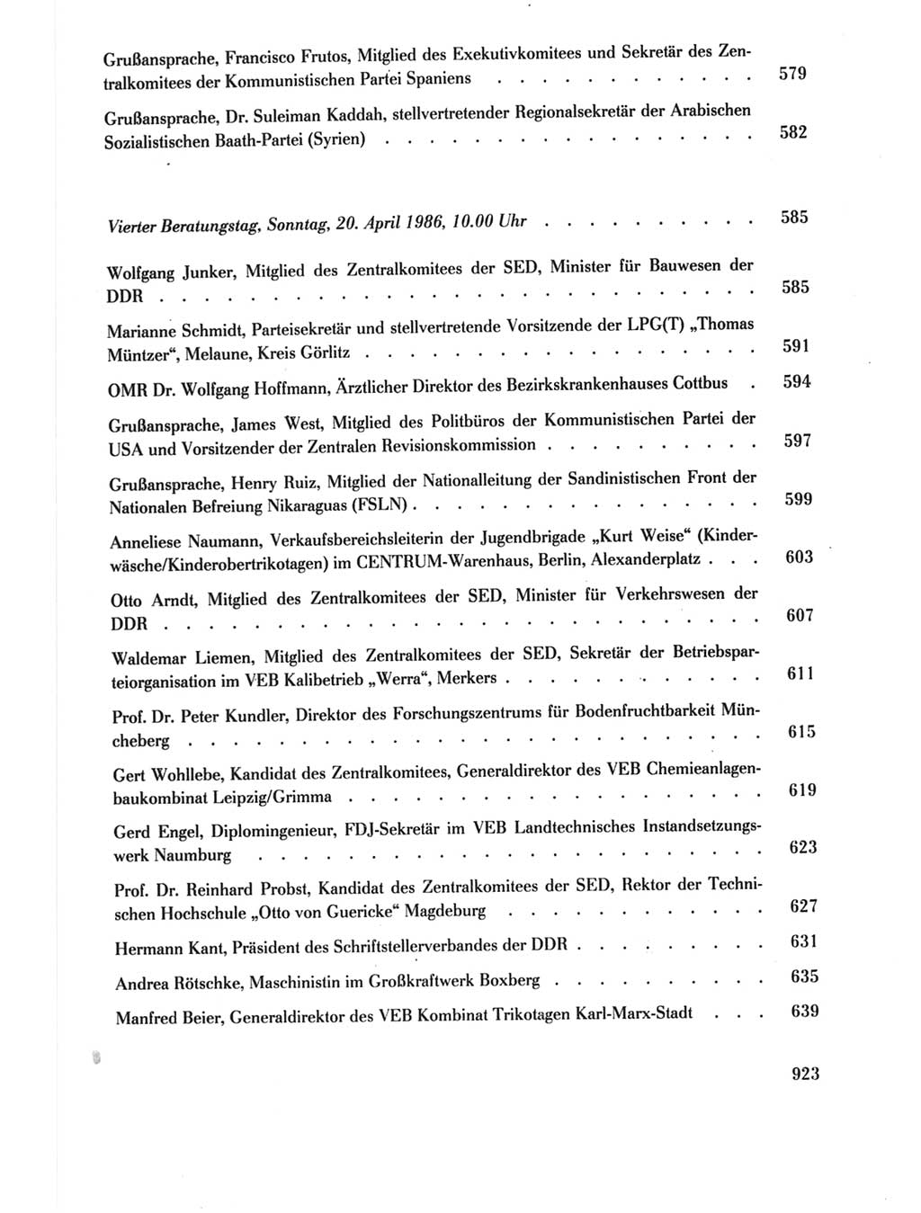 Protokoll der Verhandlungen des Ⅺ. Parteitages der Sozialistischen Einheitspartei Deutschlands (SED) [Deutsche Demokratische Republik (DDR)] 1986, Seite 923