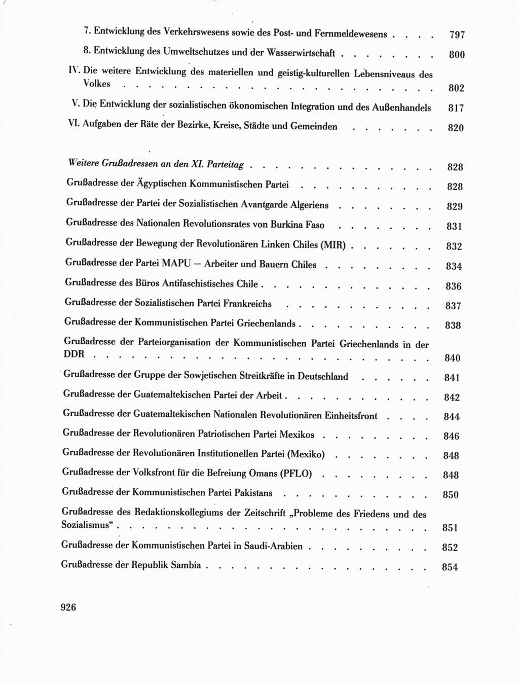 Protokoll der Verhandlungen des Ⅺ. Parteitages der Sozialistischen Einheitspartei Deutschlands (SED) [Deutsche Demokratische Republik (DDR)] 1986, Seite 926