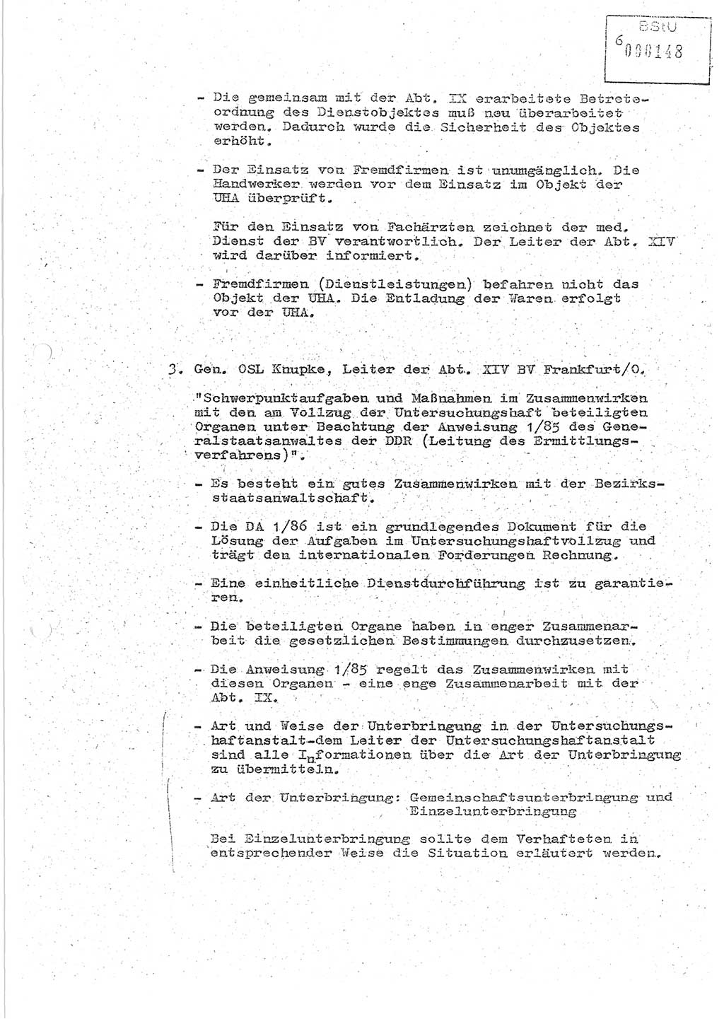 Protokoll zur zentralen Dienstkonferenz der Linie (Abteilung) ⅩⅣ des MfS [Ministerium für Staatssicherheit, Deutsche Demokratische Republik (DDR)] am 5.3./6.3.1986 in der Abteilung (Abt.) XIV des MfS Berlin, Abteilung XIV, Berlin 5.3./6.3.1986, Seite 6 (Prot. Di.-Konf. Abt. ⅩⅣ MfS DDR Bln. 1986, S. 6)