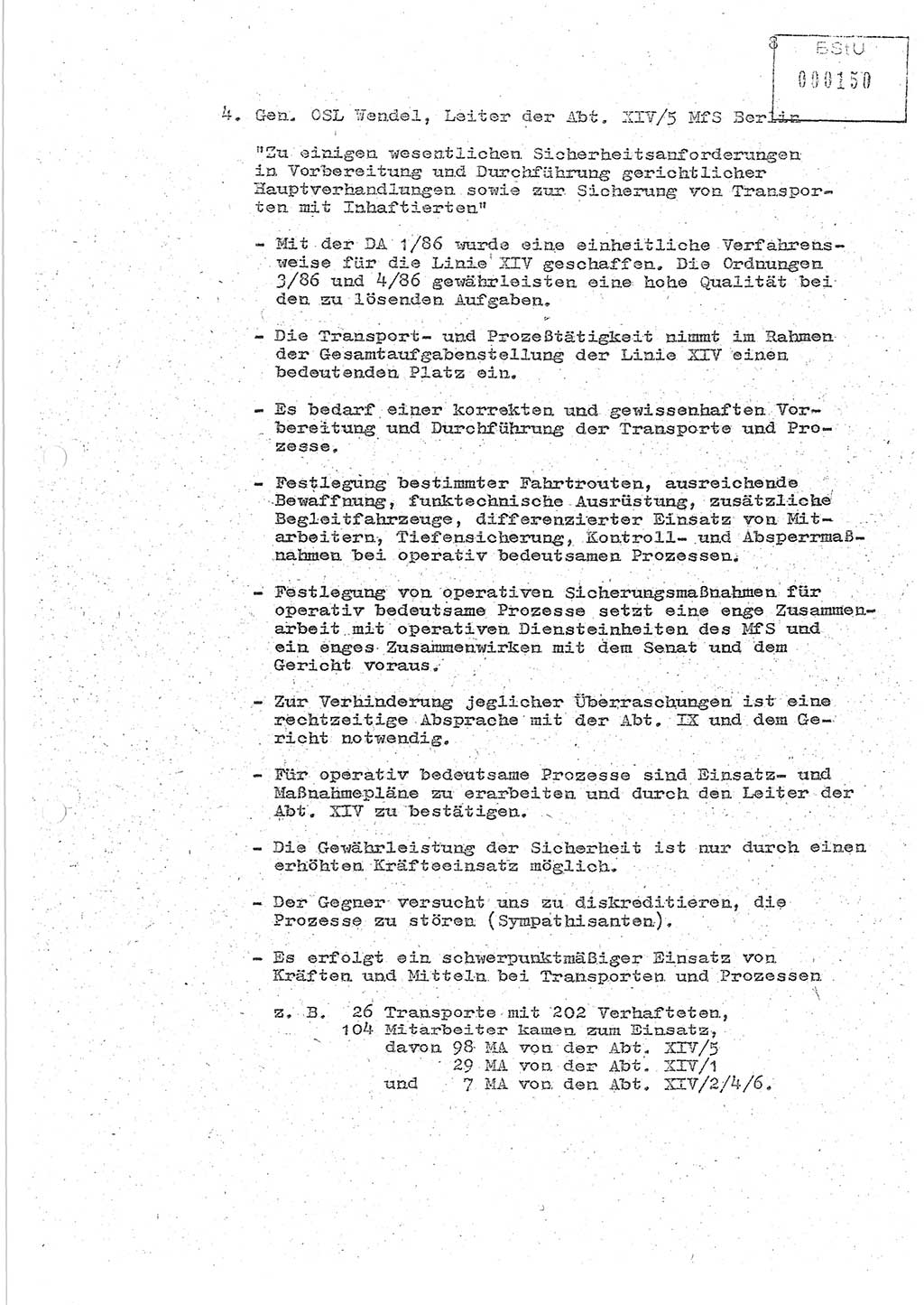 Protokoll zur zentralen Dienstkonferenz der Linie (Abteilung) ⅩⅣ des MfS [Ministerium für Staatssicherheit, Deutsche Demokratische Republik (DDR)] am 5.3./6.3.1986 in der Abteilung (Abt.) XIV des MfS Berlin, Abteilung XIV, Berlin 5.3./6.3.1986, Seite 8 (Prot. Di.-Konf. Abt. ⅩⅣ MfS DDR Bln. 1986, S. 8)