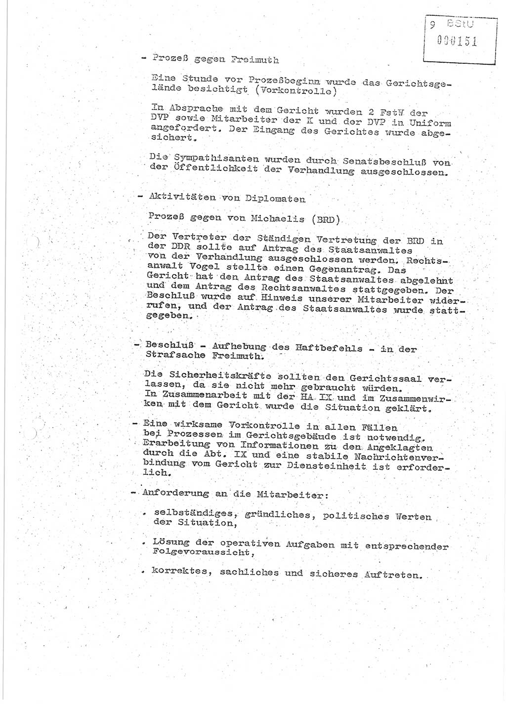 Protokoll zur zentralen Dienstkonferenz der Linie (Abteilung) ⅩⅣ des MfS [Ministerium für Staatssicherheit, Deutsche Demokratische Republik (DDR)] am 5.3./6.3.1986 in der Abteilung (Abt.) XIV des MfS Berlin, Abteilung XIV, Berlin 5.3./6.3.1986, Seite 9 (Prot. Di.-Konf. Abt. ⅩⅣ MfS DDR Bln. 1986, S. 9)