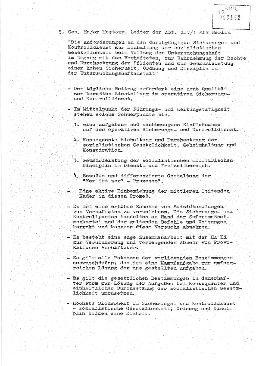 Protokoll zur zentralen Dienstkonferenz der Linie (Abteilung) ⅩⅣ des MfS [Ministerium für Staatssicherheit, Deutsche Demokratische Republik (DDR)] am 5.3./6.3.1986 in der Abteilung (Abt.) XIV des MfS Berlin, Abteilung XIV, Berlin 5.3./6.3.1986, Seite 10 (Prot. Di.-Konf. Abt. ⅩⅣ MfS DDR Bln. 1986, S. 10)