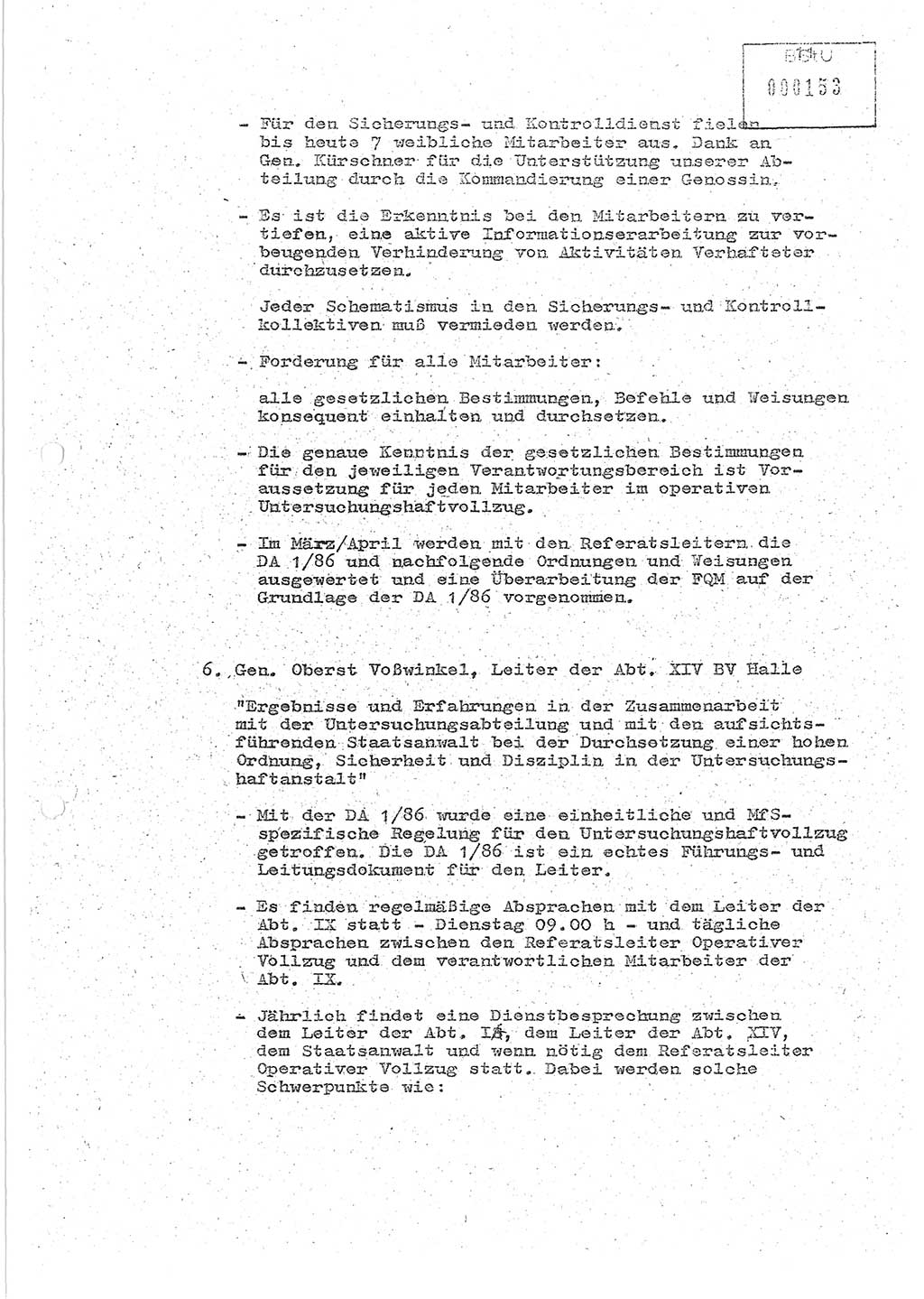 Protokoll zur zentralen Dienstkonferenz der Linie (Abteilung) ⅩⅣ des MfS [Ministerium für Staatssicherheit, Deutsche Demokratische Republik (DDR)] am 5.3./6.3.1986 in der Abteilung (Abt.) XIV des MfS Berlin, Abteilung XIV, Berlin 5.3./6.3.1986, Seite 11 (Prot. Di.-Konf. Abt. ⅩⅣ MfS DDR Bln. 1986, S. 11)