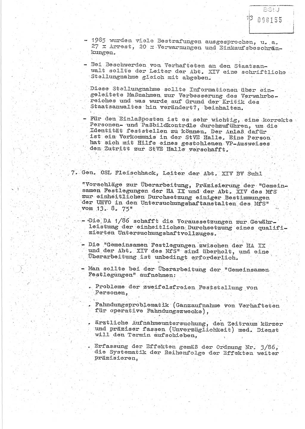 Protokoll zur zentralen Dienstkonferenz der Linie (Abteilung) ⅩⅣ des MfS [Ministerium für Staatssicherheit, Deutsche Demokratische Republik (DDR)] am 5.3./6.3.1986 in der Abteilung (Abt.) XIV des MfS Berlin, Abteilung XIV, Berlin 5.3./6.3.1986, Seite 13 (Prot. Di.-Konf. Abt. ⅩⅣ MfS DDR Bln. 1986, S. 13)
