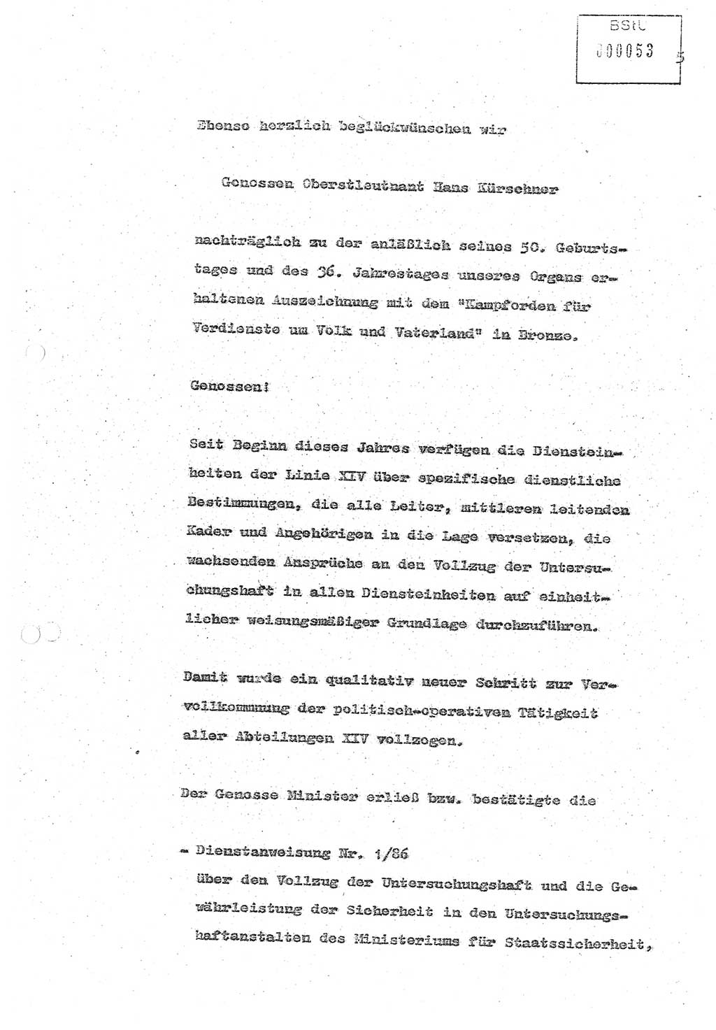 Referat (Oberst Siegfried Rataizick) zur Dienstkonferenz der Abteilung ⅩⅣ des MfS Berlin [Ministerium für Staatssicherheit, Deutsche Demokratische Republik (DDR)] Berlin-Hohenschönhausen vom 5.3.1986 bis 6.3.1986, Abteilung XIV, Berlin, 20.2.1986, Seite 5 (Ref. Di.-Konf. Abt. ⅩⅣ MfS DDR Bln. 1986, S. 5)