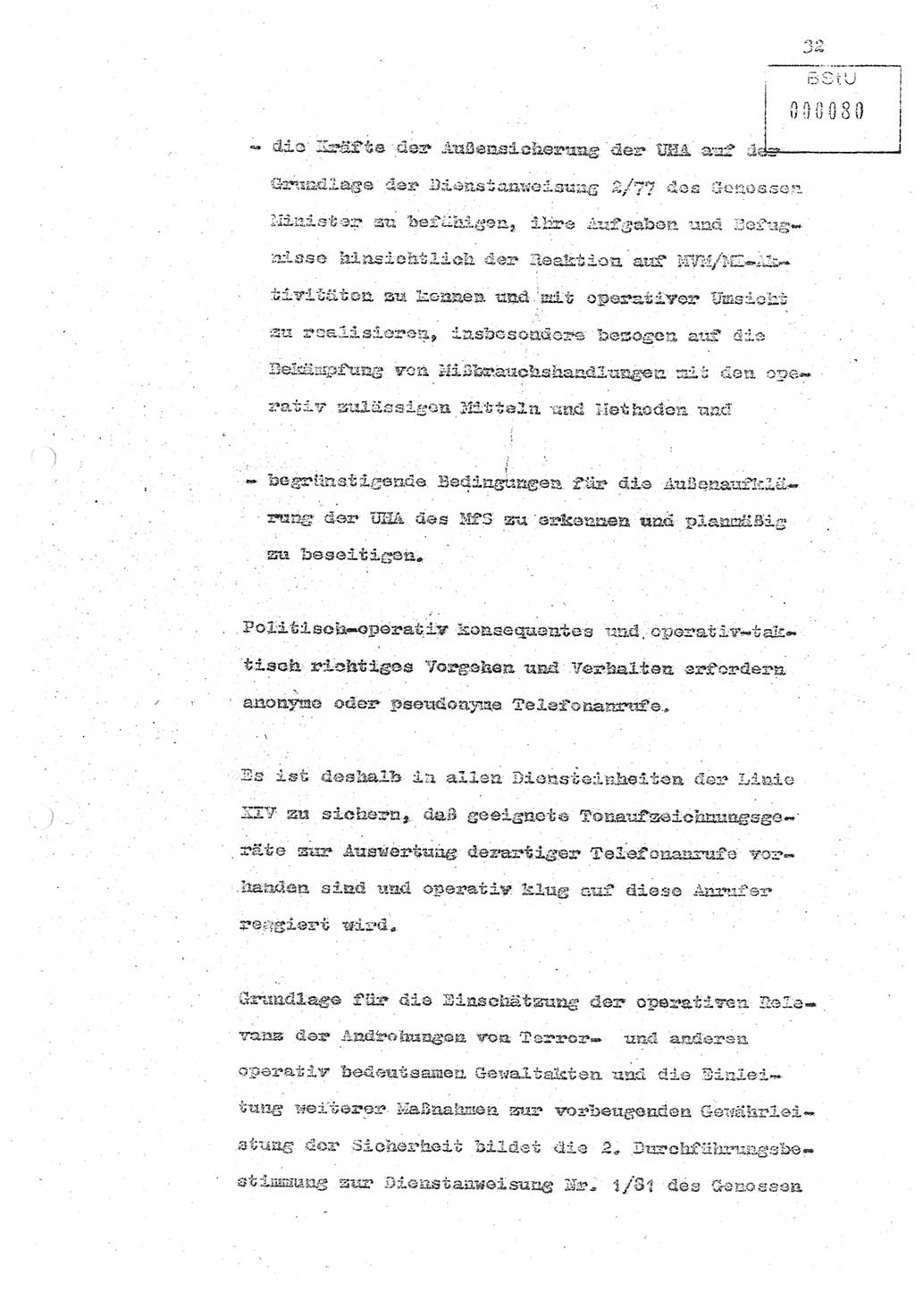 Referat (Oberst Siegfried Rataizick) zur Dienstkonferenz der Abteilung ⅩⅣ des MfS Berlin [Ministerium für Staatssicherheit, Deutsche Demokratische Republik (DDR)] Berlin-Hohenschönhausen vom 5.3.1986 bis 6.3.1986, Abteilung XIV, Berlin, 20.2.1986, Seite 32 (Ref. Di.-Konf. Abt. ⅩⅣ MfS DDR Bln. 1986, S. 32)