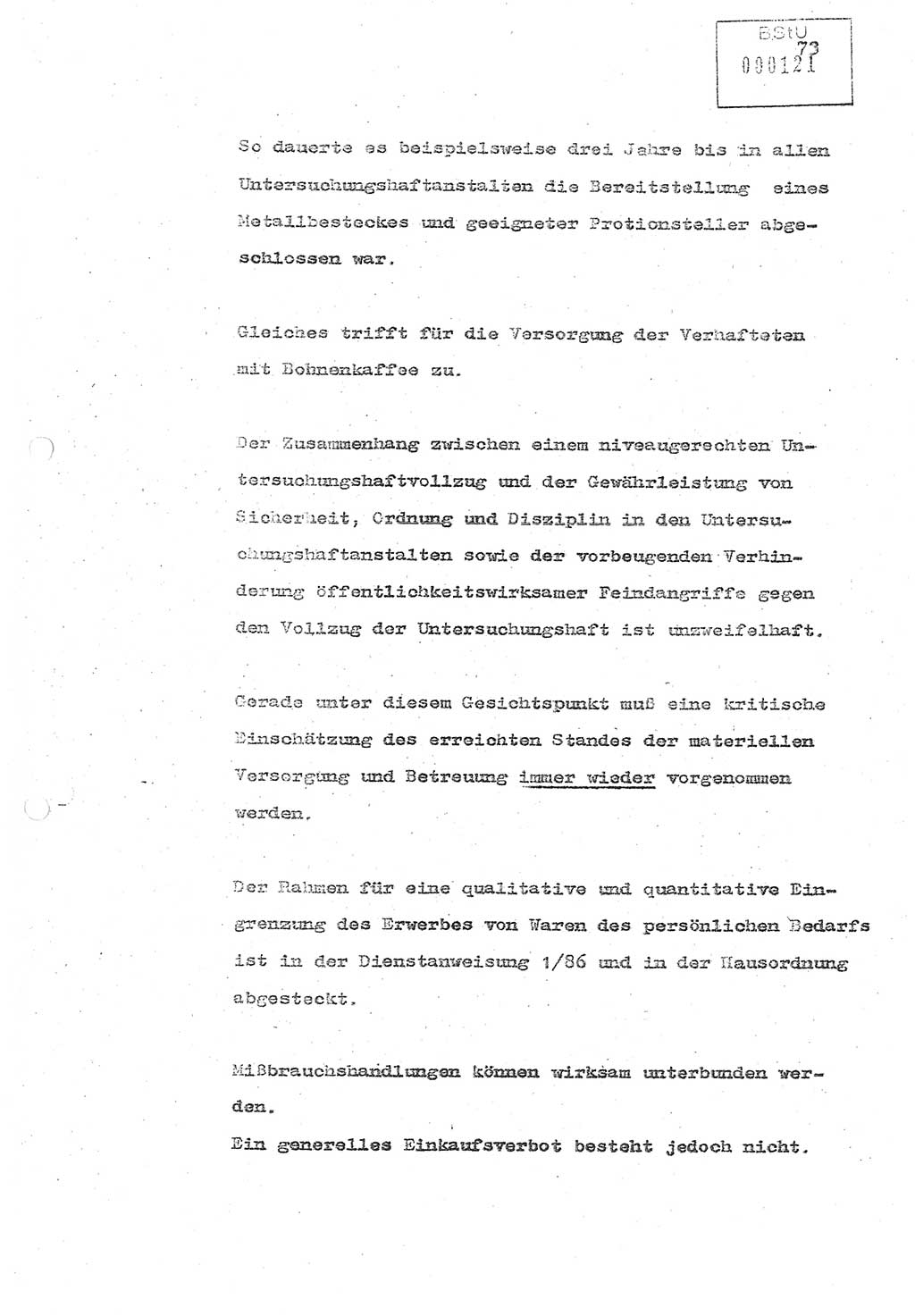 Referat (Oberst Siegfried Rataizick) zur Dienstkonferenz der Abteilung ⅩⅣ des MfS Berlin [Ministerium für Staatssicherheit, Deutsche Demokratische Republik (DDR)] Berlin-Hohenschönhausen vom 5.3.1986 bis 6.3.1986, Abteilung XIV, Berlin, 20.2.1986, Seite 73 (Ref. Di.-Konf. Abt. ⅩⅣ MfS DDR Bln. 1986, S. 73)