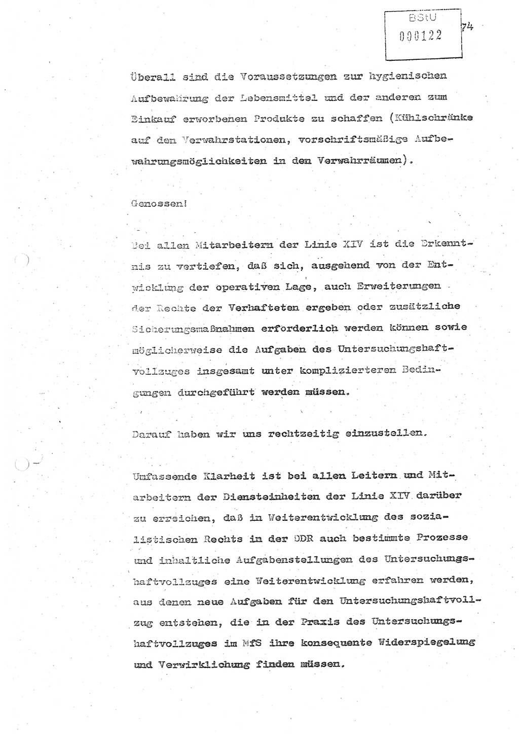 Referat (Oberst Siegfried Rataizick) zur Dienstkonferenz der Abteilung ⅩⅣ des MfS Berlin [Ministerium für Staatssicherheit, Deutsche Demokratische Republik (DDR)] Berlin-Hohenschönhausen vom 5.3.1986 bis 6.3.1986, Abteilung XIV, Berlin, 20.2.1986, Seite 74 (Ref. Di.-Konf. Abt. ⅩⅣ MfS DDR Bln. 1986, S. 74)